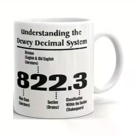 1pc Dewey Decimal System Educational Porcelain Coffee Mug, 11oz Multipurpose Insulated Office Work Cup, Hand