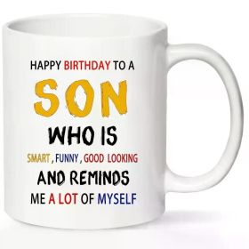 1pc Ceramic Coffee Mug for Son - Insulated, BPA-Free, Reusable Cup with Humorous Birthday Message from Mom