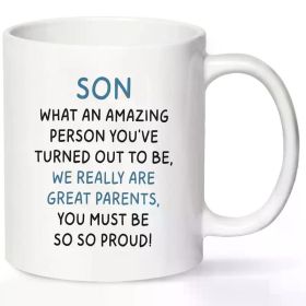 1pc Proud Parent Ceramic Coffee Mug for Son - Insulated, Reusable, BPA-Free, Hand-Wash Only - Ideal Birthday Gift for