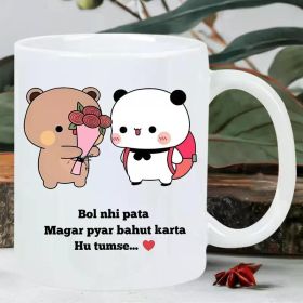 Ceramic Coffee Mug with Cute Bear Illustration, Double-Sided Print, Ideal for Birthday, Holiday, Christmas, New Year,