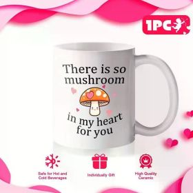 1pc 11oz Large Coffee Mug Tea Cup Ceramic with Handle Big Heavy Must Have Funny Cute Mushroom Gift for Men