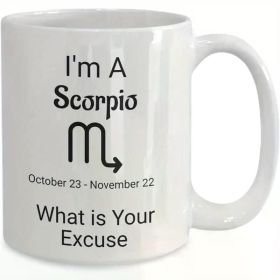 Scorpio Zodiac 11oz White Ceramic Coffee Mug - "I'm a Scorpio" Double-Sided Print, Ideal for Hot & Cold Beverages,