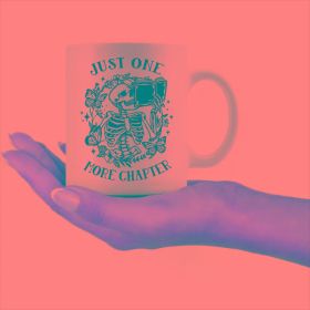 1pc "Just One More Chapter" Skeleton Design 11oz Ceramic Mug - Dishwasher Safe, Insulated Coffee Cup for Book