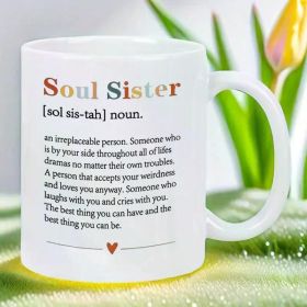 Soul Sister 11oz Ceramic Coffee Mug - Reusable, Insulated, Travel Mug, Hand-Wash Only - Perfect for Coffee Lovers,