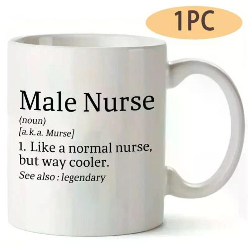 1pc 11oz Large Ceramic Coffee Mug - "Male Nurse" Funny Definition, Ideal Gift for Men, Boyfriend, Husband, Dad -