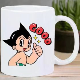 Anime Character Ceramic Coffee Mug, "GOOD" Thumb Up Design, Reusable, Insulated, Hand-Wash Only, Multipurpose