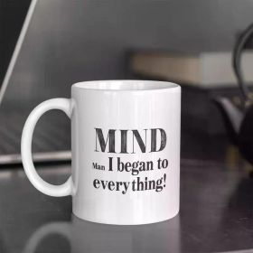 1pc 11oz 'MIND' Ceramic Coffee Mug with Bold Black Font - Ideal for Hot or Cold Beverages, Motivational Quote Design,