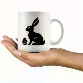 1pc Easter Bunny Ceramic Mug 11oz - Reusable, Machine Washable Multipurpose Coffee Cup with Cute Rabbit and