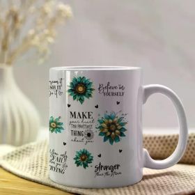 1pc Inspirational Floral Mug with Motivational Quotes - "Always Believe in the Impossible" Design, Dishwasher-Safe