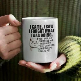 1 Count, 11oz, Tableware Ceramic Mug, White with Black Text, Ergonomic Handle, Durable & Safe for All Beverages,