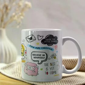 1pc 11oz Positive Vibes Ceramic Coffee Mug - Inspirational Tea Cup with Encouraging Messages, Dishwasher Safe,