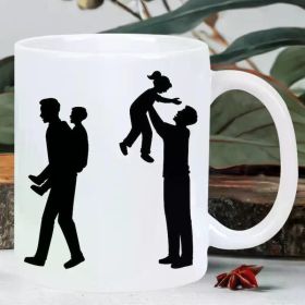 [Heartwarming Touch] White Insulated Ceramic Mug with Family Silhouette Design - Perfect for Hot & Cold Beverages,