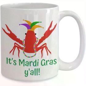 Mardi Gras Ceramic Coffee Mug - 11oz Double-Sided Printed Cup for Hot and Cold Beverages, Ideal Holiday Gift with "It'S