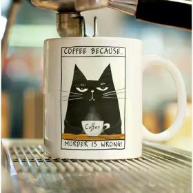 1pc WhimsyCat 11oz Ceramic Coffee Mug - Double-Sided Printed Novelty Cat Lover Gift, Humorous "Coffee Because