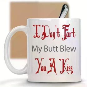 Funny Pug Lover'S 11oz White Ceramic Mug - "I Didn't Fart, My Butt Blew You a Kiss" Quote with Red & Black Text - Ideal