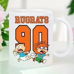 Rugrats-Inspired White Ceramic Coffee Mug- Insulated& Reusable with Vibrant Character Illustrations- Perfect Gift for