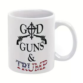 God Guns & Trump 11oz Ceramic Coffee Mug - Insulated, Reusable, Perfect for All Beverages & Gifts - Ideal for