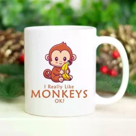 Charming Monkey Lover Ceramic Mug - "I Really Like Monkeys OK?" Design, Ideal for Coffee & Tea | Perfect Gift