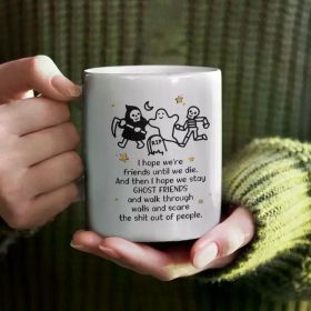 1 Count, 11oz, Tableware Ceramic Mug, White with Black Text, Playful Design | Reusable Coffee Cup, Best for