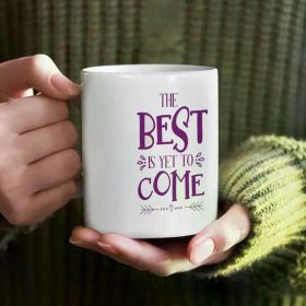 1 Count, 11oz, Tableware Ceramic Mug, White with Black Text, Novelty Drinking Cup, All-Season High Aesthetic