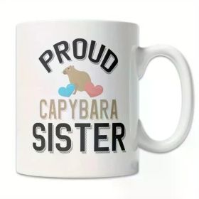 1pc Capybara Sister Ceramic Mug 11oz - Reusable, Machine Washable, Food-Safe Coffee Cup for Hot and Cold Drinks -