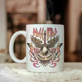 1pc 11oz White Ceramic Free Bird Eagle World Tour Coffee Mug with Both Side Print Gifts Microwave Safe Multipurpose
