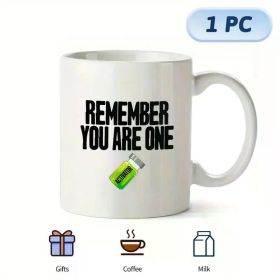 Large White Ceramic Coffee Mug with Handle - "Remember You Are One" Inspirational Quote, Ideal Gift for Men,