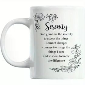 Serenity Prayer Coffee & Tea Mug - 11oz Insulated Ceramic Cup with Floral Design, Dishwasher Safe, Multipurpose for