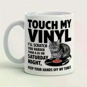 11 oz Cat Themed Ceramic Coffee Mug - Microwave and Dishwasher Safe, Great for Music Lovers - Ideal Gift for