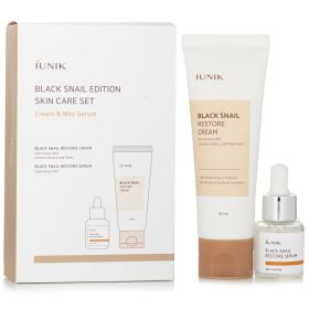 IUNIK - Black Snail Edition Skin Care Set : Black Snail Restore Cream 60ml  + Black Snail Restore Serum 15ml 080590 2pcs