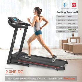 Foldable Treadmill With Tilt Function, 5-inch LCD Screen, 250 Pound Capacity, Bluetooth Music (Color: Black)